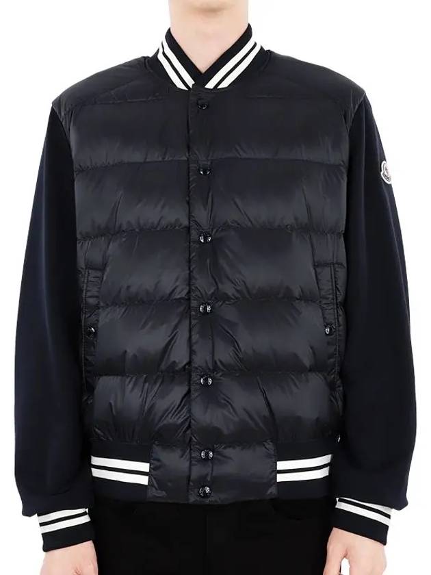 Men's Padded Down Bomber Jacket Navy - MONCLER - BALAAN 3