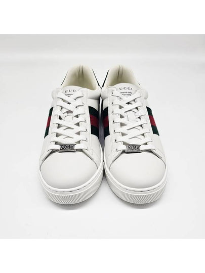 Ace Web Leather Low Top Sneakers White - GUCCI - BALAAN 2