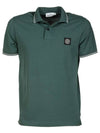 Men's Two Line Logo Patch PK Shirt Green - STONE ISLAND - BALAAN.