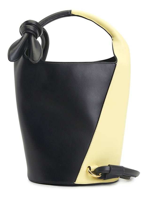 Le Petit Tourni Mini Knotted Leather Bucket Bag Yellow Black - JACQUEMUS - BALAAN 4