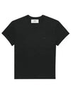 Tone On Tone Heart Logo Organic Cotton Short Sleeve T-Shirt Black - AMI - BALAAN 3