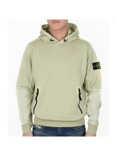 Regular Fit Mercerized Cotton Fleece Cotton Hoodie Pistachio - STONE ISLAND - BALAAN 1