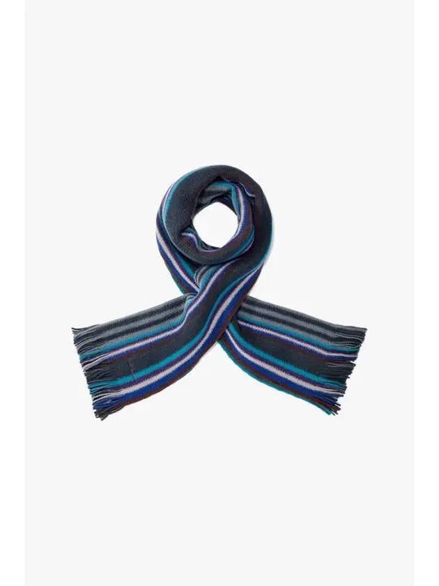 PS Stripe Pattern Knit Scarf Blue Green - PAUL SMITH - BALAAN 1