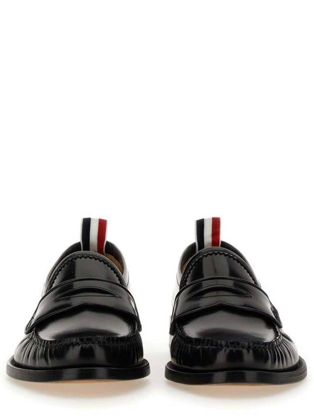 Pleated Leather Penny Loafers Black - THOM BROWNE - BALAAN 5