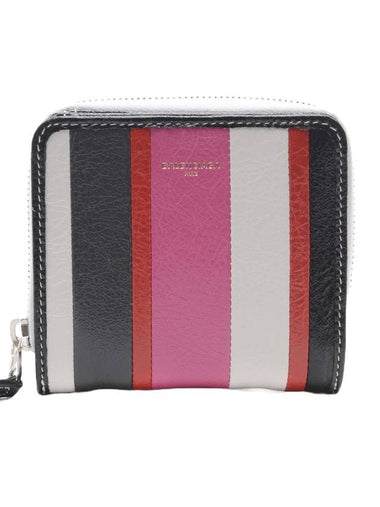 Bazar Striped Zip Around Leather Half Wallet - BALENCIAGA - BALAAN 1