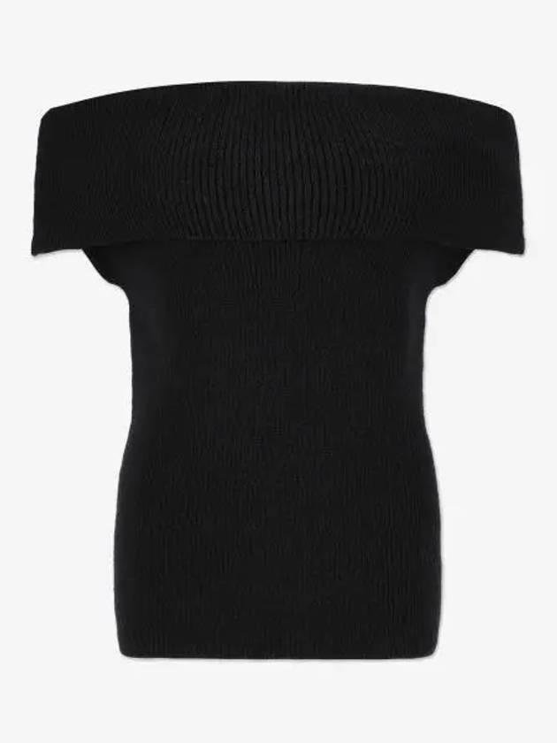 Rib Short Sleeve Knit Top Black - TOTEME - BALAAN 1