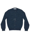 Small Red Heart Wappen Wool Cardigan Blue - COMME DES GARCONS - BALAAN 2