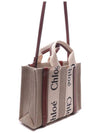 Woody Small Canvas Tote Bag White Brown Beige - CHLOE - BALAAN 4