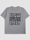 UNISEX S B N L Lettering Short Sleeve T Shirt BLUE GRAY - KLOR - BALAAN 2