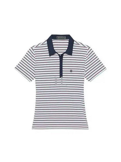 Women s Perforated Striped Polo Short Sleeve T Shirt G4LS23K504 SNO - G/FORE - BALAAN 2