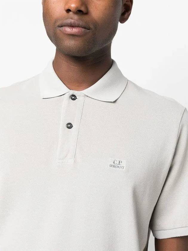 Logo Patch Short Sleeve Polo Shirt Flint Grey - CP COMPANY - BALAAN 4