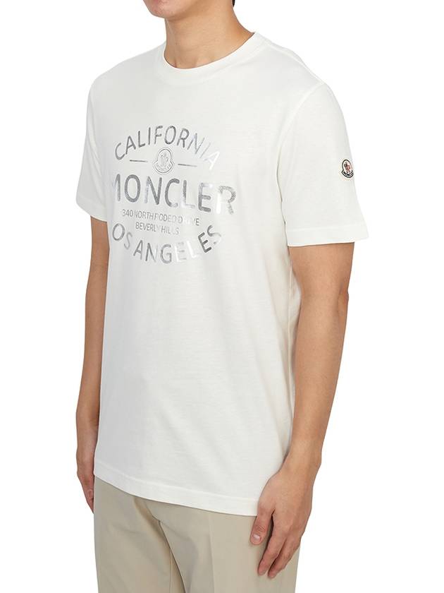 Metallic Logo Short Sleeve T-Shirt White - MONCLER - BALAAN 3