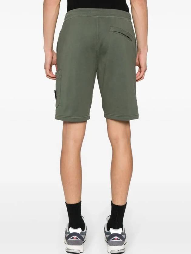 Cotton Fleece Cargo Bermuda Shorts Musk Green - STONE ISLAND - BALAAN 5