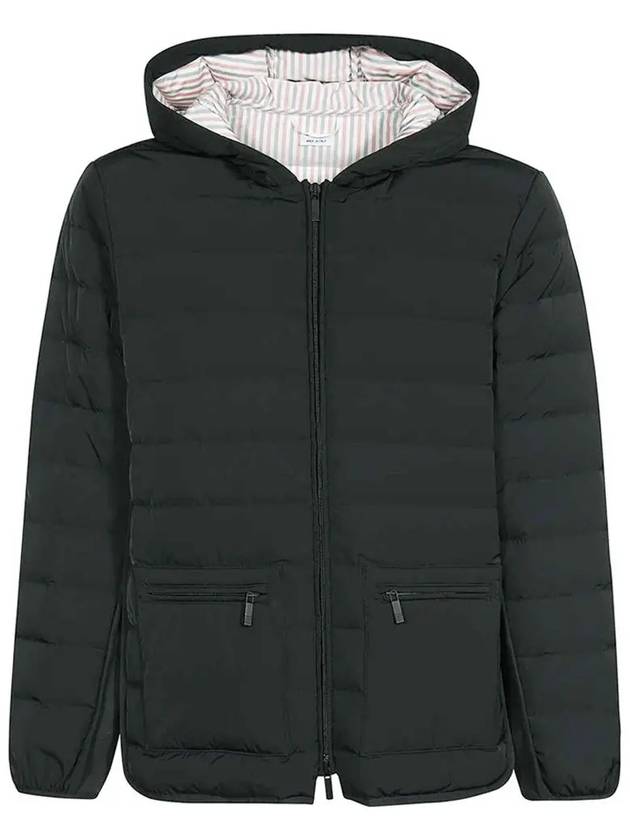 Poly Twill Rib 4-Bar Down Hoodie Jacket Charcoal - THOM BROWNE - BALAAN 2