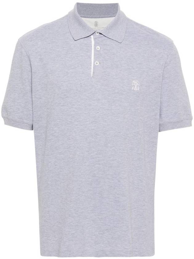 Logo Cotton Polo Shirt Grey - BRUNELLO CUCINELLI - BALAAN 1