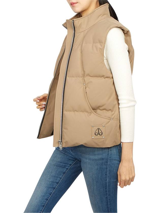 Women's Logo Patch Zipper Padded Vest Brown - MOOSE KNUCKLES - BALAAN 6