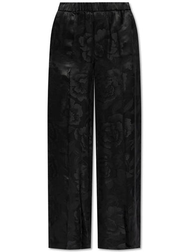 Kenzo Trousers With Floral Pattern, Women's, Black - KENZO - BALAAN 1