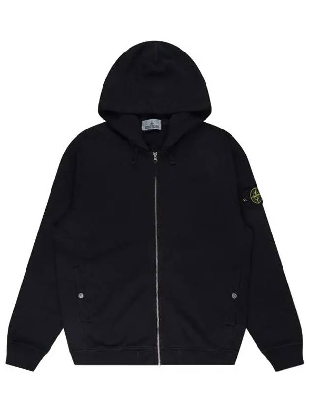 Logo Patch Cotton Zip Up Hoodie Balck - STONE ISLAND - BALAAN 2