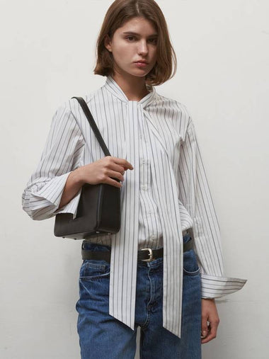 Women s Blouse White RIBOON TIE STRIPE - SIGREAT - BALAAN 1