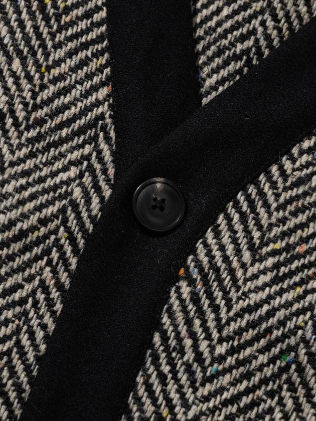 Wool Homespun Herringbone Cardigan Black - UJBECOMING - BALAAN 4