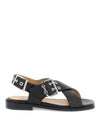 Cross Strap Buckle Sandals Black - GANNI - BALAAN 1