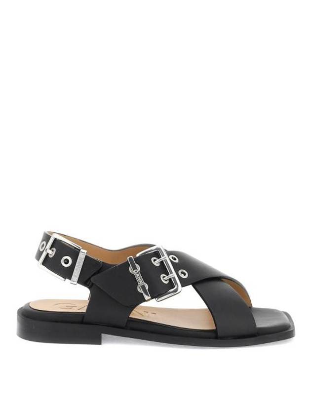 Cross Strap Buckle Sandals Black - GANNI - BALAAN 2