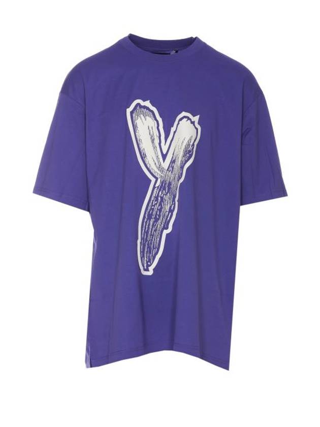 Graphic Logo Cotton Short Sleeve T-Shirt Purple - Y-3 - BALAAN 1