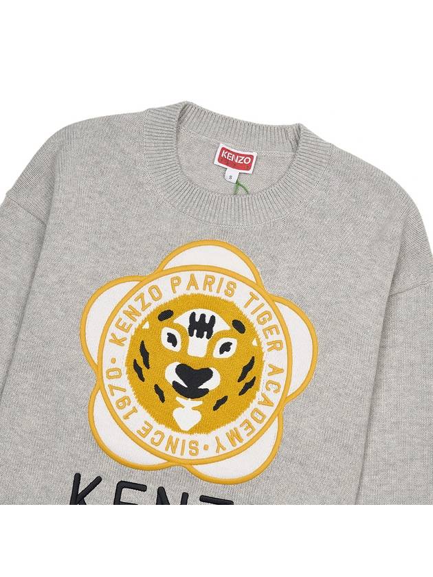 Women's Tiger Academy Wool Knit Top Pale Grey - KENZO - BALAAN 4