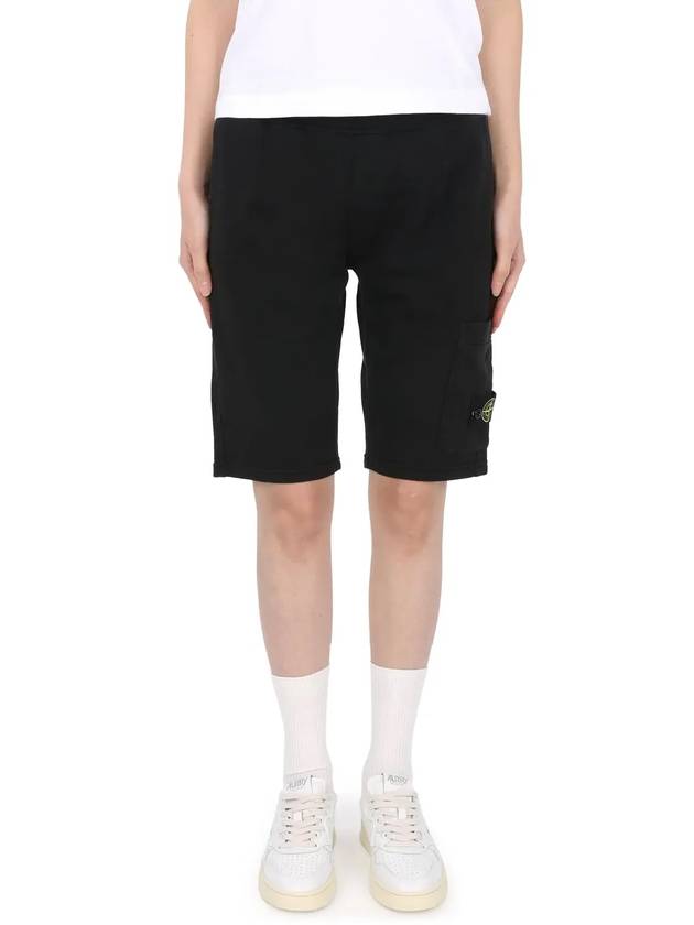 Kids Wappen Patch Fleece Shorts Black - STONE ISLAND - BALAAN 4