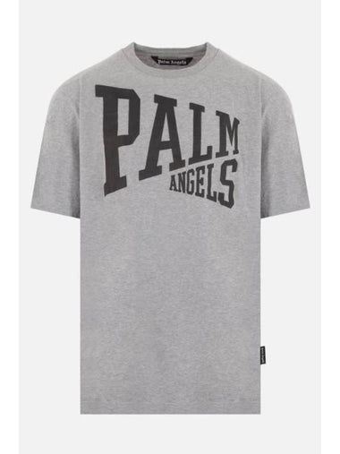 E Men's T-shirt Short Sleeve Top PMAA072F23JER0020910 College logo printed cotton t shirt - PALM ANGELS - BALAAN 1