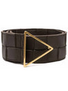 Intrecciato Triangle Buckle Leather Belt Brown - BOTTEGA VENETA - BALAAN 3