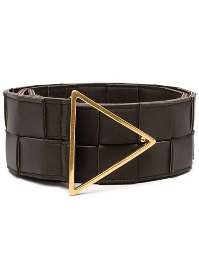 Intrecciato Triangle Buckle Leather Belt Brown - BOTTEGA VENETA - BALAAN 2