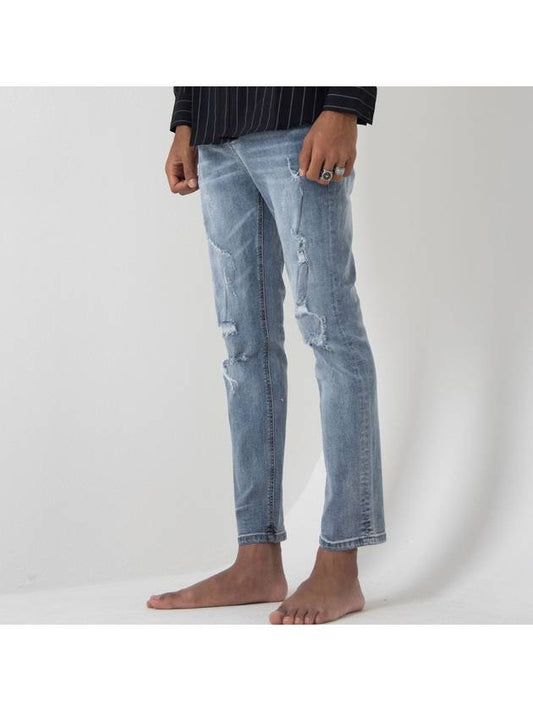 Tapered fit washed destroyed denim pants - GOLD PERCENT - BALAAN 2