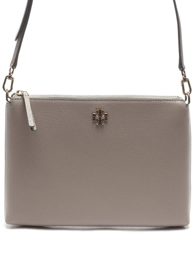 Mercer Pebbled Zip Cross Bag Grey - TORY BURCH - BALAAN 3