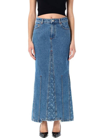 MOON LASERED DENIM SKIRT LONG - MARINE SERRE - BALAAN 1