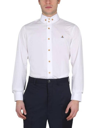 Men's Embroidered ORB Logo Long Sleeve Shirt White - VIVIENNE WESTWOOD - BALAAN 2