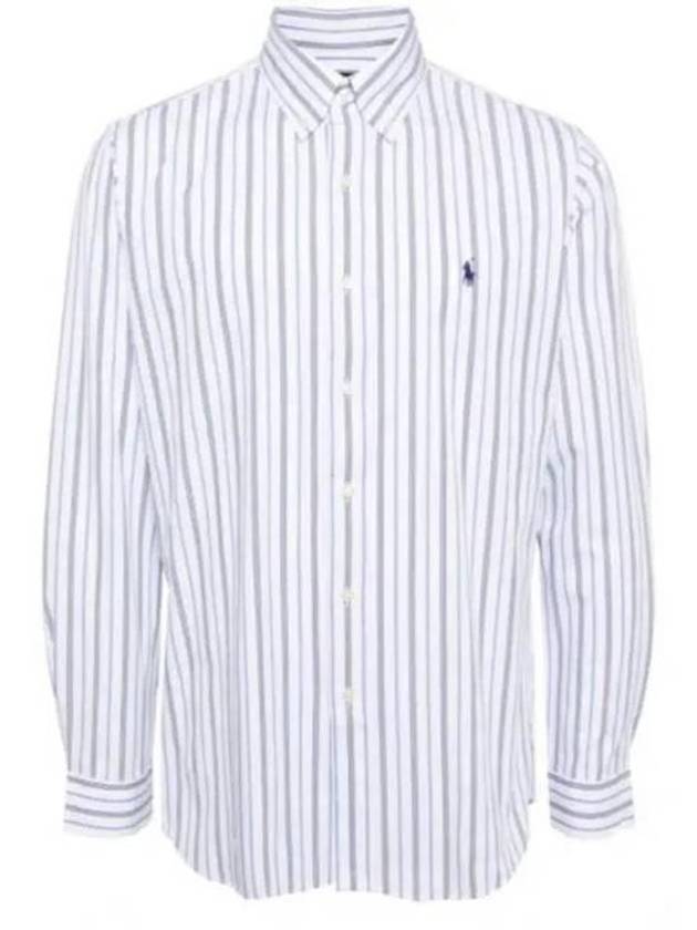 Embroidered Pony Logo Striped Long Sleeve Shirt Blue White - POLO RALPH LAUREN - BALAAN 2