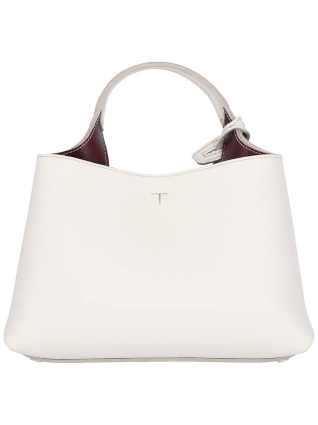 Logo Charm Leather Micro Tote Bag White - TOD'S - BALAAN 4