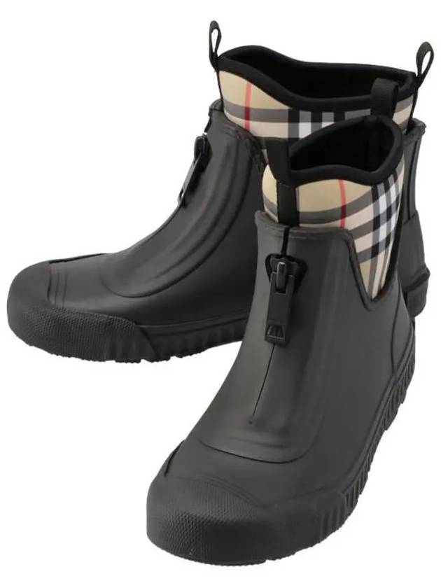 Vintage Check Neoprene Rubber Rain Boots Black Archive Beige - BURBERRY - BALAAN 5