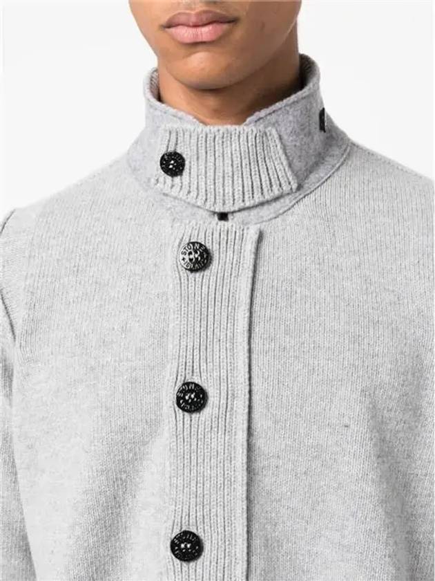 Lambswool Knit Cardigan Grey Melange - STONE ISLAND - BALAAN 4