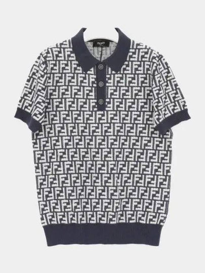 FF Wool Polo Shirt Blue - FENDI - BALAAN 2