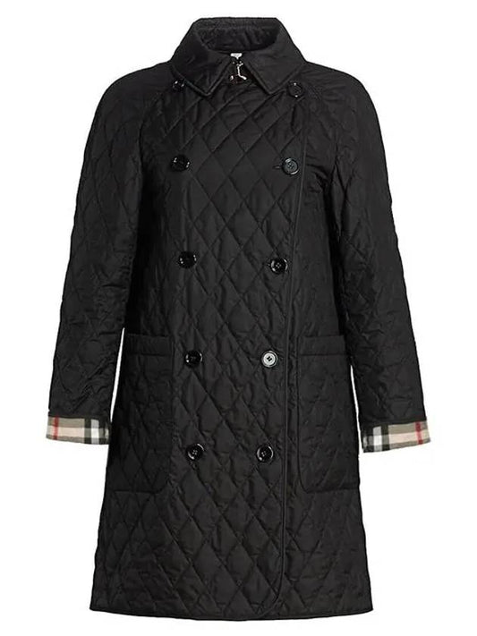 Tything Diamond Quilted Long Double Coat Black - BURBERRY - BALAAN 2
