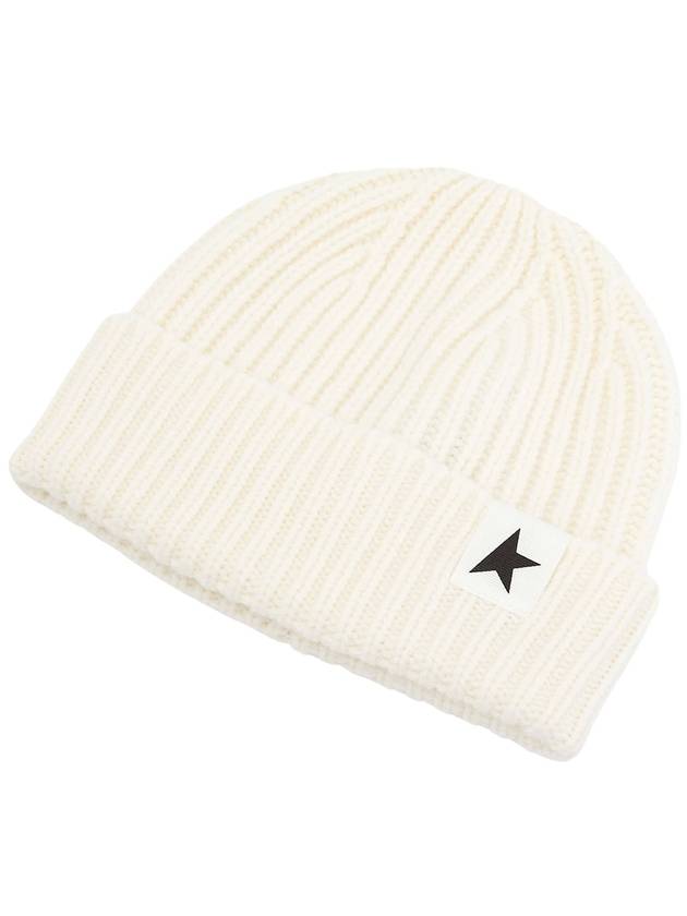 Star Logo Ribbed Wool Beanie Ivory - GOLDEN GOOSE - BALAAN 4