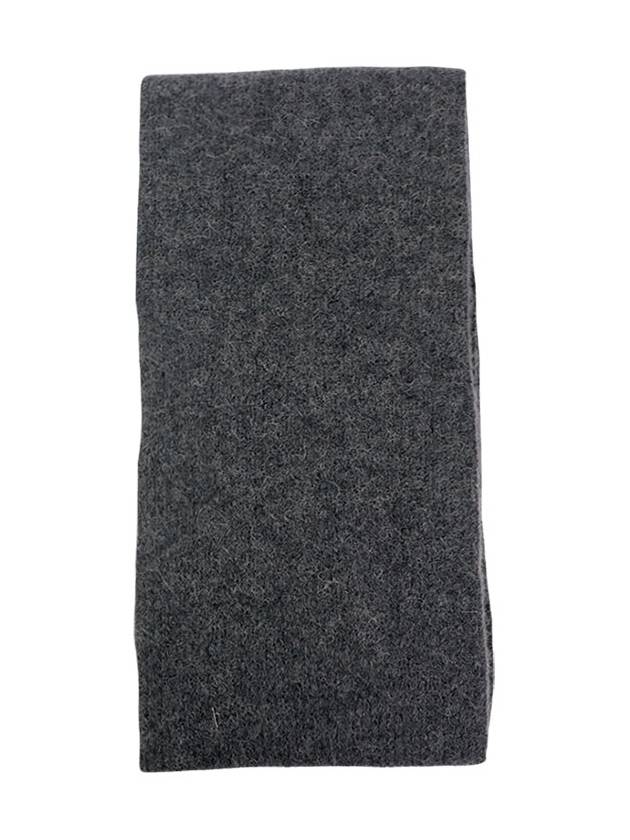 Logo Label Wool Blend Muffler Grey - GANNI - BALAAN 4