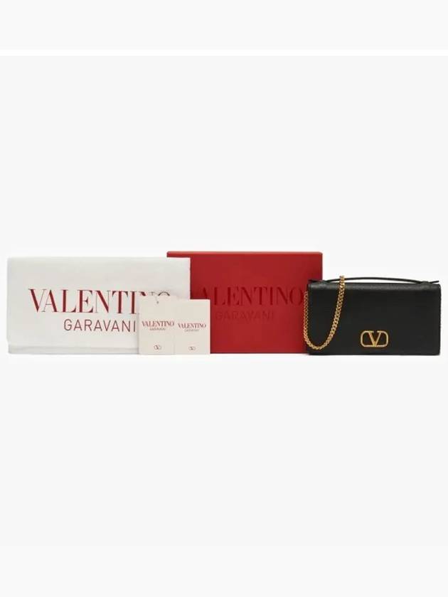 V Logo Signature Grainy Calfskin Chain Shoulder Bag Black - VALENTINO - BALAAN 4