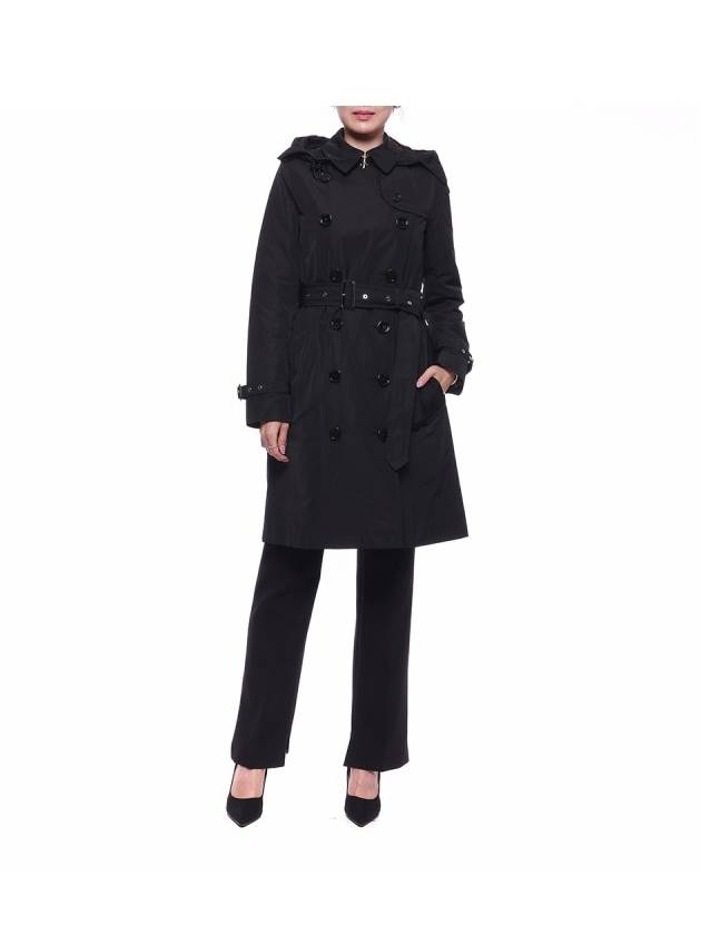 Detachable Hood Teffeta Kensington Trench Coat Black - BURBERRY - BALAAN 4