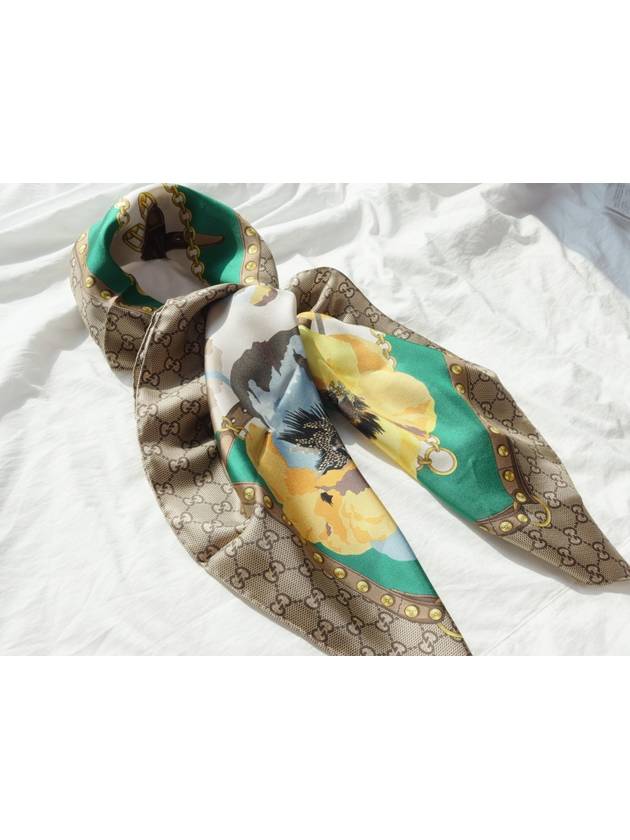 GG Flower Square Silk Scarf - GUCCI - BALAAN 8