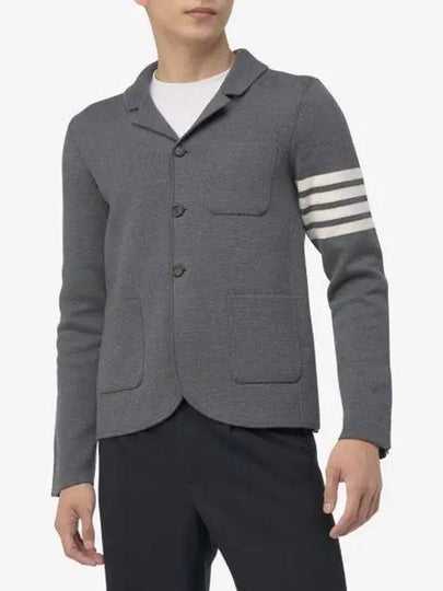 4 Bar Knit Blazer Jacket Mac Grey - THOM BROWNE - BALAAN 2