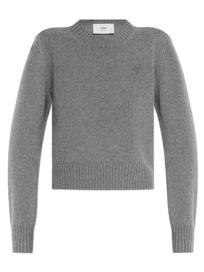 De Coeur Logo Crew Neck Cashmere Knit Top Grey - AMI - BALAAN 2