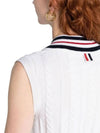 RWB Cable V Neck Cashmere Vest White - THOM BROWNE - BALAAN 4